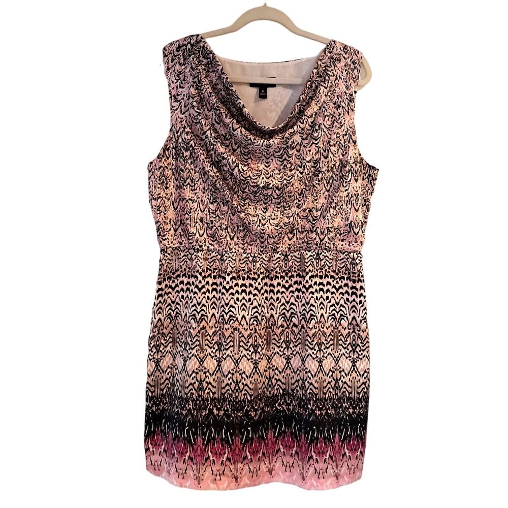 Dana Buchman XL Dress Pink Black White Floral Sleeveless Lined‎